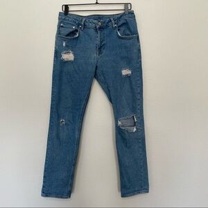 Asos mens distressed medium wash jeans skinny fit sz.32x30